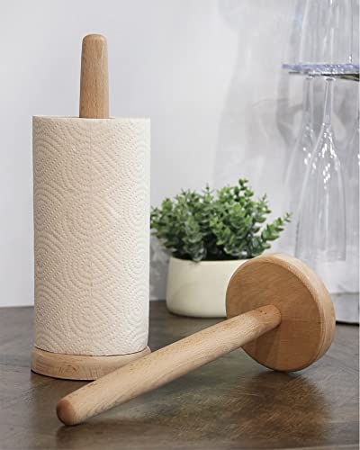 CHAUNCEY HOME Wooden Paper Towel Holder - Kitchen Paper Hanger Rack Bathroom Towel Roll Stand Organizer Simply Standing Countertop Paper Roll Holder