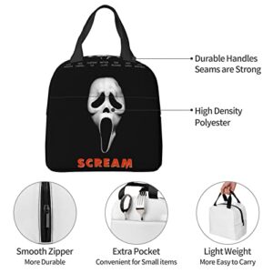 Wushxiao Movie Scream Theme Horror Lunch Bag Teen Reusable Cute Lunch Box Insulated Tote Bag Office Outdoor Picnic Camping Black One Size