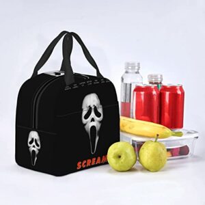 Wushxiao Movie Scream Theme Horror Lunch Bag Teen Reusable Cute Lunch Box Insulated Tote Bag Office Outdoor Picnic Camping Black One Size