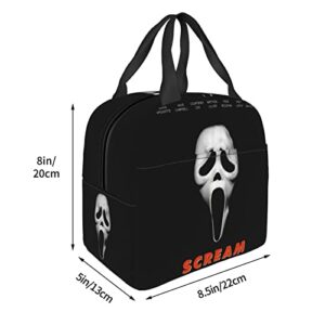 Wushxiao Movie Scream Theme Horror Lunch Bag Teen Reusable Cute Lunch Box Insulated Tote Bag Office Outdoor Picnic Camping Black One Size