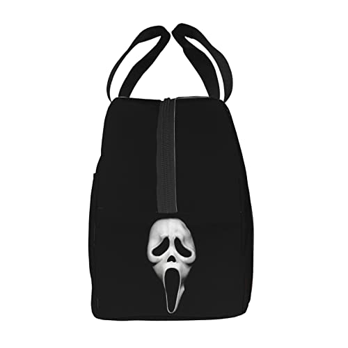 Wushxiao Movie Scream Theme Horror Lunch Bag Teen Reusable Cute Lunch Box Insulated Tote Bag Office Outdoor Picnic Camping Black One Size