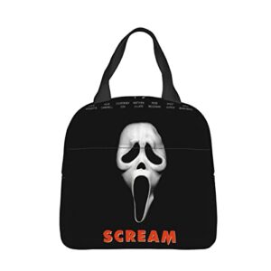 Wushxiao Movie Scream Theme Horror Lunch Bag Teen Reusable Cute Lunch Box Insulated Tote Bag Office Outdoor Picnic Camping Black One Size