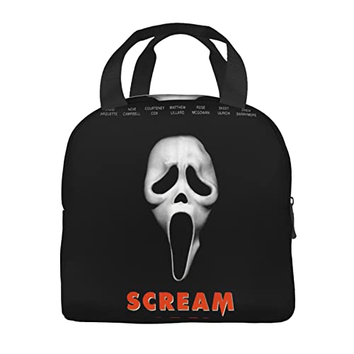 Wushxiao Movie Scream Theme Horror Lunch Bag Teen Reusable Cute Lunch Box Insulated Tote Bag Office Outdoor Picnic Camping Black One Size