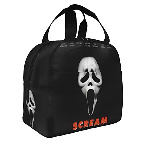 Wushxiao Movie Scream Theme Horror Lunch Bag Teen Reusable Cute Lunch Box Insulated Tote Bag Office Outdoor Picnic Camping Black One Size