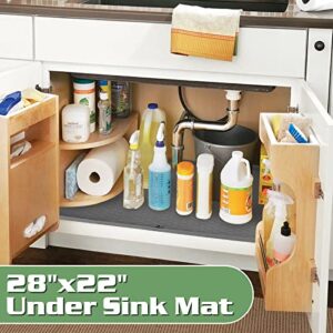 Under Sink Mat for Kitchen, 28" x 22" Silicone Waterproof Moistureproof Shelf Liners Under Sink Liner with Drain Hole, Organizers Fits 30'' Base Cabinets Kitchen Bathroom Cat Litter Box Mat Gate Mat