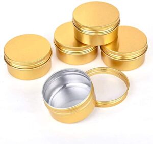 qixivcom 6 pack 5 oz screw lid round tins aluminum tin cans jar metal steel tins container 150ml diy candle empty tins cosmetic sample container travel storage for spices candies tea gift(gold)