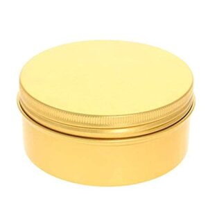 Qixivcom 6 Pack 5 Oz Screw Lid Round Tins Aluminum Tin Cans Jar Metal Steel Tins Container 150ml DIY Candle Empty Tins Cosmetic Sample Container Travel Storage for Spices Candies Tea Gift(Gold)