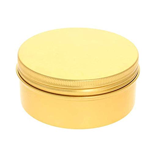 Qixivcom 6 Pack 5 Oz Screw Lid Round Tins Aluminum Tin Cans Jar Metal Steel Tins Container 150ml DIY Candle Empty Tins Cosmetic Sample Container Travel Storage for Spices Candies Tea Gift(Gold)