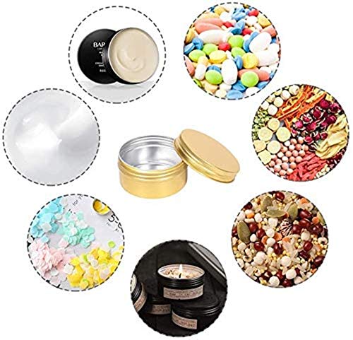 Qixivcom 6 Pack 5 Oz Screw Lid Round Tins Aluminum Tin Cans Jar Metal Steel Tins Container 150ml DIY Candle Empty Tins Cosmetic Sample Container Travel Storage for Spices Candies Tea Gift(Gold)