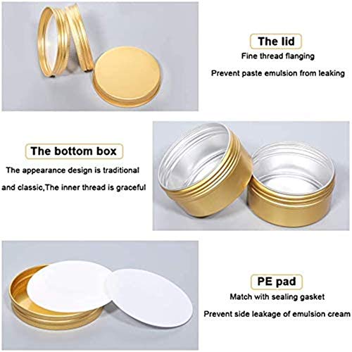 Qixivcom 6 Pack 5 Oz Screw Lid Round Tins Aluminum Tin Cans Jar Metal Steel Tins Container 150ml DIY Candle Empty Tins Cosmetic Sample Container Travel Storage for Spices Candies Tea Gift(Gold)