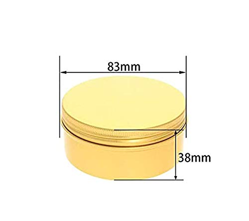 Qixivcom 6 Pack 5 Oz Screw Lid Round Tins Aluminum Tin Cans Jar Metal Steel Tins Container 150ml DIY Candle Empty Tins Cosmetic Sample Container Travel Storage for Spices Candies Tea Gift(Gold)