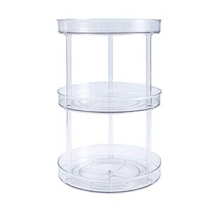 lazy susan turnable cabinet organizer, multifunctional 3 tier 360 rotating clear cabinet organizer large spinning spice containers cosmetic can organizers for kitchen pantry bathroom