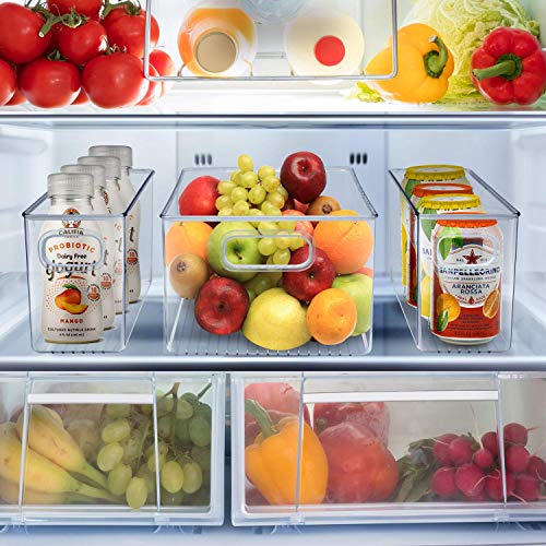 Sorbus Plastic Storage Bins Clear Pantry Organizer Box Bin Containers for Organizing Kitchen Fridge, Food, Snack Pantry Cabinet, Fruit, Vegetables, Bathroom Supplies, 3-Piece Set