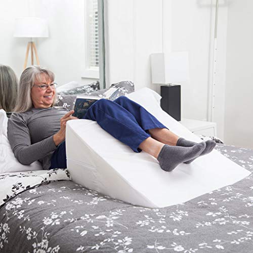 DMI Bed Wedge Pillow and Triangle Wedge with Elevated Incline for Neck Pain, Headaches, Reflux, Shoulders, Back Pain, Foot Support, Knee Pain or Restless Leg Syndrome, 24x24x12 inches, White