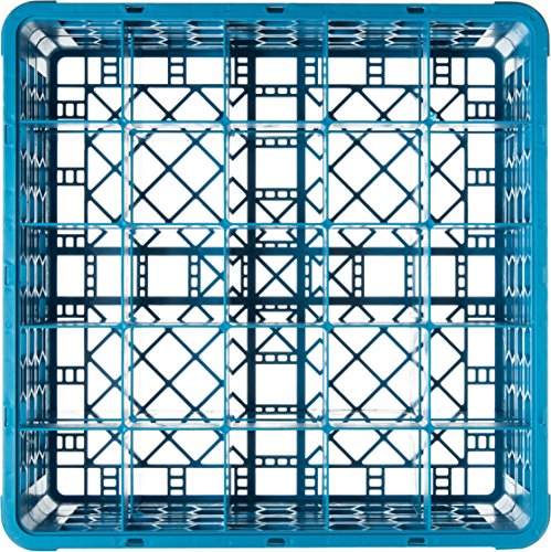 CFS RG25-214 OptiClean 25 Compartment Glass Rack with 2 Extenders, Blue