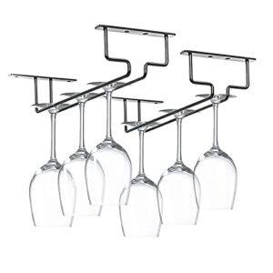 soduku hanging wine glass racks under cabinet, 11.8” black stemware racking holder for bar kitchen cupboard shelves, set of 2