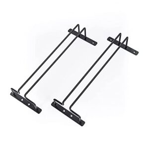 SODUKU Hanging Wine Glass Racks Under Cabinet, 11.8'' Black Stemware Racking Holder for Bar Kitchen Cupboard Shelves, Set of 2