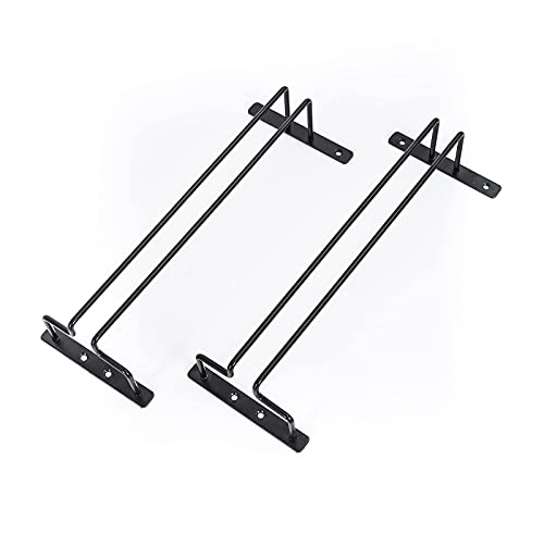 SODUKU Hanging Wine Glass Racks Under Cabinet, 11.8'' Black Stemware Racking Holder for Bar Kitchen Cupboard Shelves, Set of 2