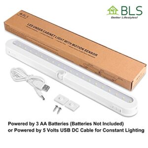 BLS T01L LED Closet Light Super Bright 20 LED Under Cabinet Lighting Battery Powered / DC Input Wireless Motion Sensing Light, Auto On Off Switch, Motion Sensor & Light Sensor, Light Beam Adjustable