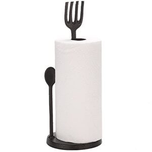 mygift cast iron farmhouse paper towel holder countertop with fork and spoon design