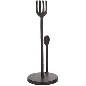 MyGift Cast Iron Farmhouse Paper Towel Holder Countertop with Fork and Spoon Design