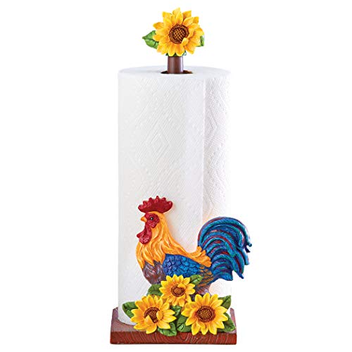 Collections Etc Tabletop Roosters & Sunflowers Standard Paper Towel Holder