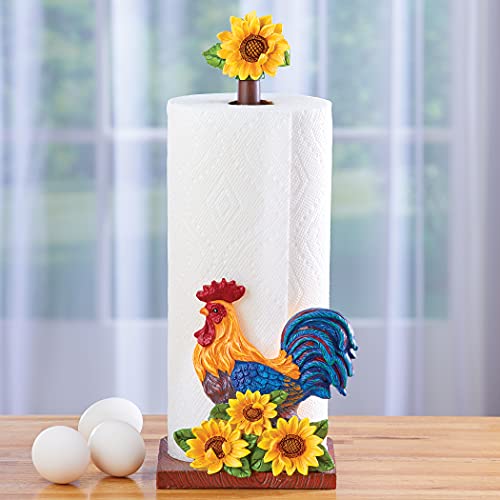 Collections Etc Tabletop Roosters & Sunflowers Standard Paper Towel Holder