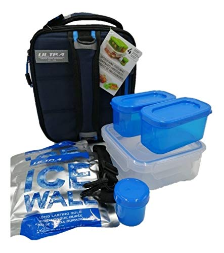 Expandable Lunch Pack Ultra Arctic Zone Plus 4 Containers with lids and 2 Ice Packs (blue light blue)