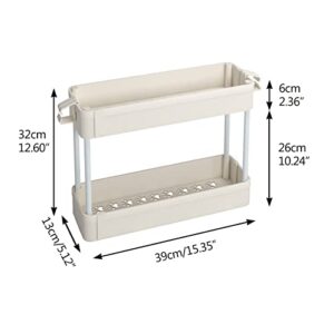 Boeeoan Under Sink Organizers Storage Rack,2 Tier Bathroom Under Sink Shelf Basket with Hooks, Under Kitchen Sink Shelf Multi-purpose, White