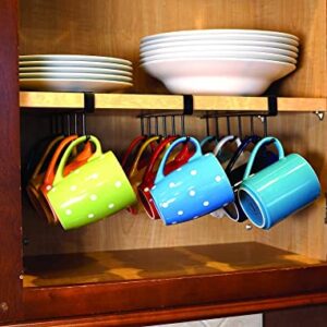 Spark Innovators Nook Hooks, Under Cabinet Storage Hooks, Holds Mugs, Utensils, Coffee Cup, Fits Shelves up to 1", No Installation, 3 Pack