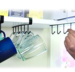 Spark Innovators Nook Hooks, Under Cabinet Storage Hooks, Holds Mugs, Utensils, Coffee Cup, Fits Shelves up to 1", No Installation, 3 Pack