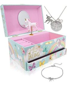 the memory building company unicorn jewelry box for girls & boys – kids music box – musical jewelry box for little girls – christmas gifts and toys for girls and boys