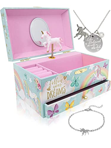 The Memory Building Company Unicorn Jewelry Box for Girls & Boys - Kids Music Box - Musical Jewelry Box for Little Girls - Christmas Gifts and Toys for Girls and Boys