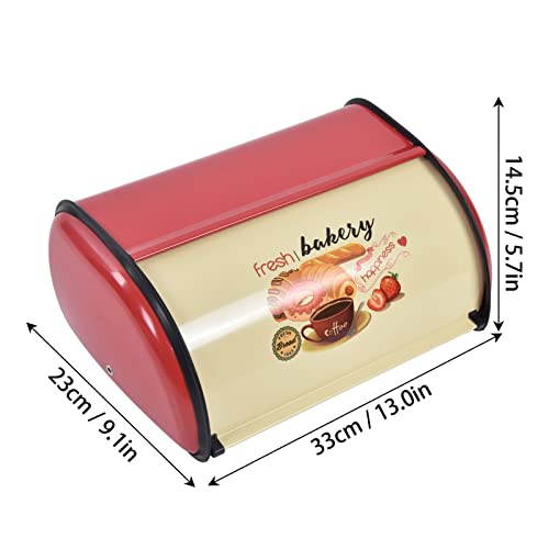 Yosoo Metal Bread Box Kitchen Countertop Multi Function Bread Fork for Bakery red