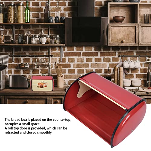 Yosoo Metal Bread Box Kitchen Countertop Multi Function Bread Fork for Bakery red