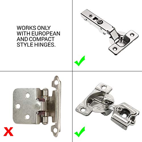 Rok Hardware 10 Pack Soft Close Damper for Cabinet Doors/Compact/SoftClose Cabinet Adapter/Polished Nickel/Hardware/Hinge SCD103