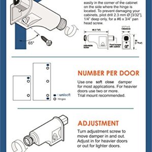 Rok Hardware 10 Pack Soft Close Damper for Cabinet Doors/Compact/SoftClose Cabinet Adapter/Polished Nickel/Hardware/Hinge SCD103