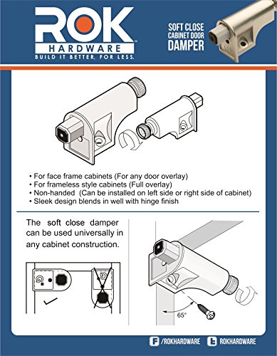 Rok Hardware 10 Pack Soft Close Damper for Cabinet Doors/Compact/SoftClose Cabinet Adapter/Polished Nickel/Hardware/Hinge SCD103