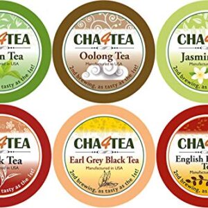 Cha4TEA 36-Count Variety Tea Sampler Pack for Keurig K-Cup Brewers, Multiple Flavors (Green Tea, Black Tea, Jasmine, Earl Grey, Oolong Green Tea, English Breakfast)