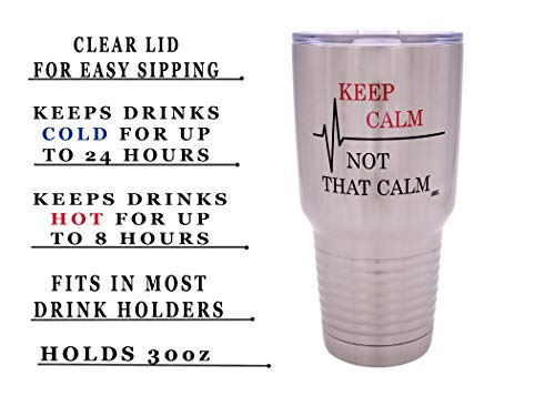 Funny Keep Calm Not That Calm 30oz Large Travel Tumbler Mug Cup w/Lid Vacuum Insulated Nurse Doctor Pharmacist Gift