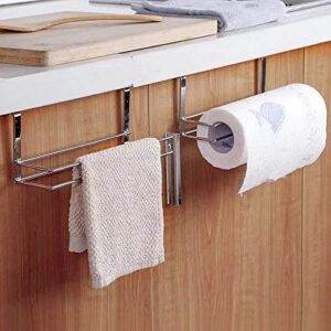 Paper Towel Hanger Holder Stainless Steel Kitchen Roll Paper Towel Holder Tissue Hanger Organizer Rack for Kitchen Under Cabinet Over Door (Paper Towel Holder)