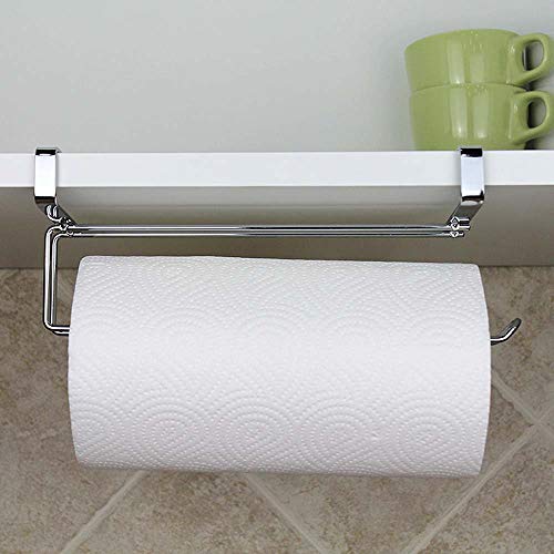 Paper Towel Hanger Holder Stainless Steel Kitchen Roll Paper Towel Holder Tissue Hanger Organizer Rack for Kitchen Under Cabinet Over Door (Paper Towel Holder)