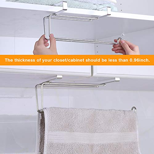 Paper Towel Hanger Holder Stainless Steel Kitchen Roll Paper Towel Holder Tissue Hanger Organizer Rack for Kitchen Under Cabinet Over Door (Paper Towel Holder)