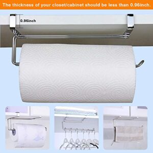 Paper Towel Hanger Holder Stainless Steel Kitchen Roll Paper Towel Holder Tissue Hanger Organizer Rack for Kitchen Under Cabinet Over Door (Paper Towel Holder)