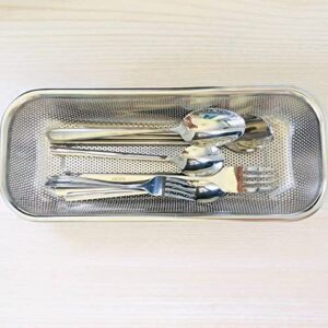 tonsny dishwasher basket stainless steel mesh silverware strainer drying rack utensil holder cutlery silverware basket with round hole, sliver, dishwasher-bs2h