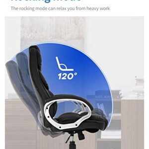 Office Chair Computer High Back Adjustable Ergonomic Desk Chair Executive PU Leather Swivel Task Chair with Armrests Lumbar Support (Black)