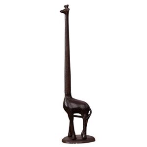 ogrmar cast iron giraffe paper holder decorative bathroom toilet paper holder stand 3.25 x 17.5 x 4.25 inches (brown)