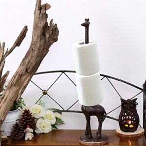 Ogrmar Cast Iron Giraffe Paper Holder Decorative Bathroom Toilet Paper Holder Stand 3.25 X 17.5 X 4.25 Inches (Brown)