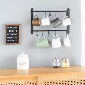 Mkono Mug Racks for Wall 2 Tier Coffee Cup Hanger Holder with 10 Mug Hooks Modern Coffee Mug Hanger Wall Mount Tea Cups Mugs Storage Display Organizer for Kitchen Dining Room Coffee Bar, Black