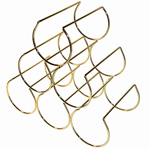 Gold Wine Rack - Wire Wine Rack - Bar Cart Decor - Bar Cart Accessories - Wine Racks Countertop - Gold Kitchen Accessories - Table Top Wine Rack - Freestanding Wine Rack - Modern Century Wine Rack